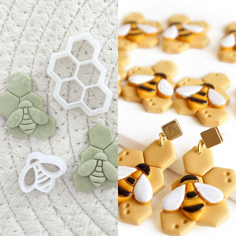 3D Printing Earrings - 3D Bee Honeycomb Earring Cutting Mold