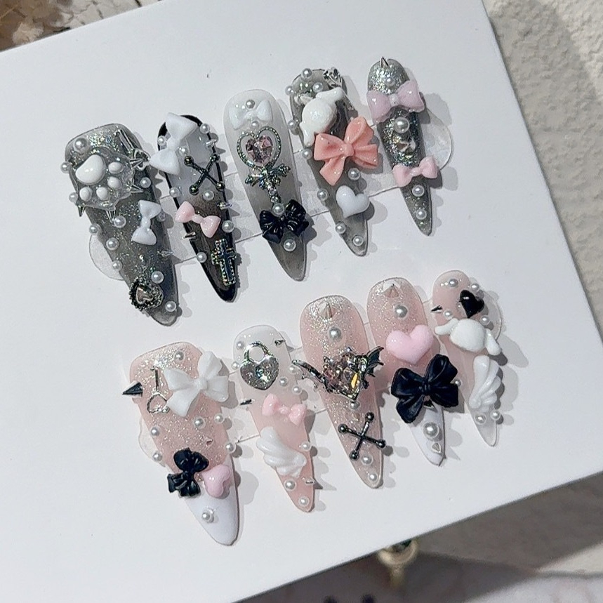 3D Printing Nails - Jirai Y2K Spice Girl Black Pink