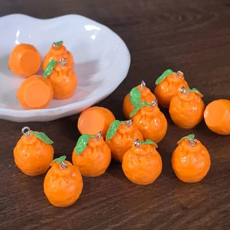 3D Printing Earrings - 10Pcs 3D Simulation Dekopon Mandarin Orange