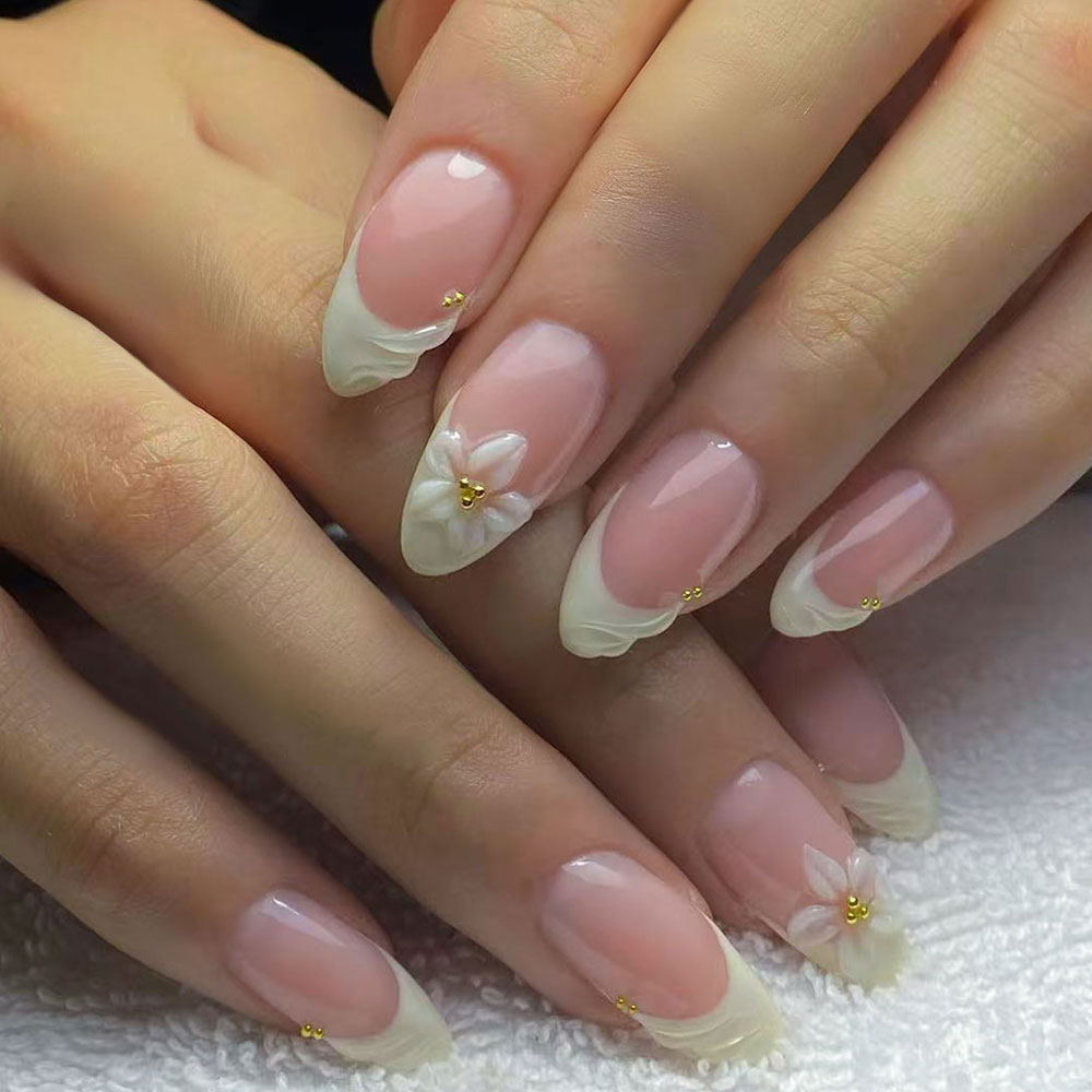 3D Printing Nails - 24pcs Almond 3d gel nails Whale