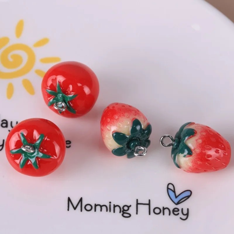 3D Printing Earrings - 10 Pieces Realistic 3D Strawberry Tomato