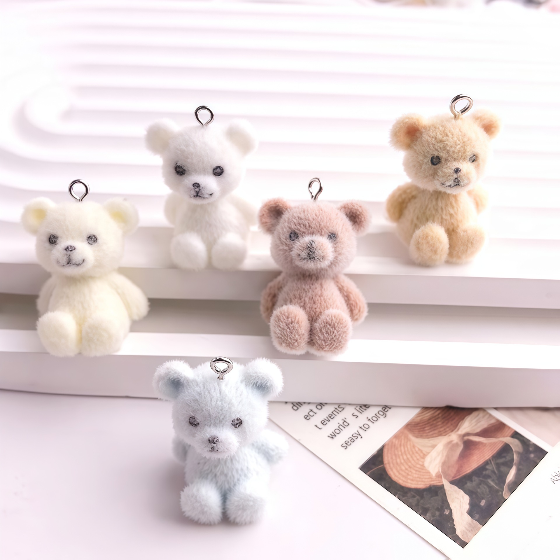 5pcs 3D Flocked Bear Resin Cha - 3D Printing Earrings recension och pris
