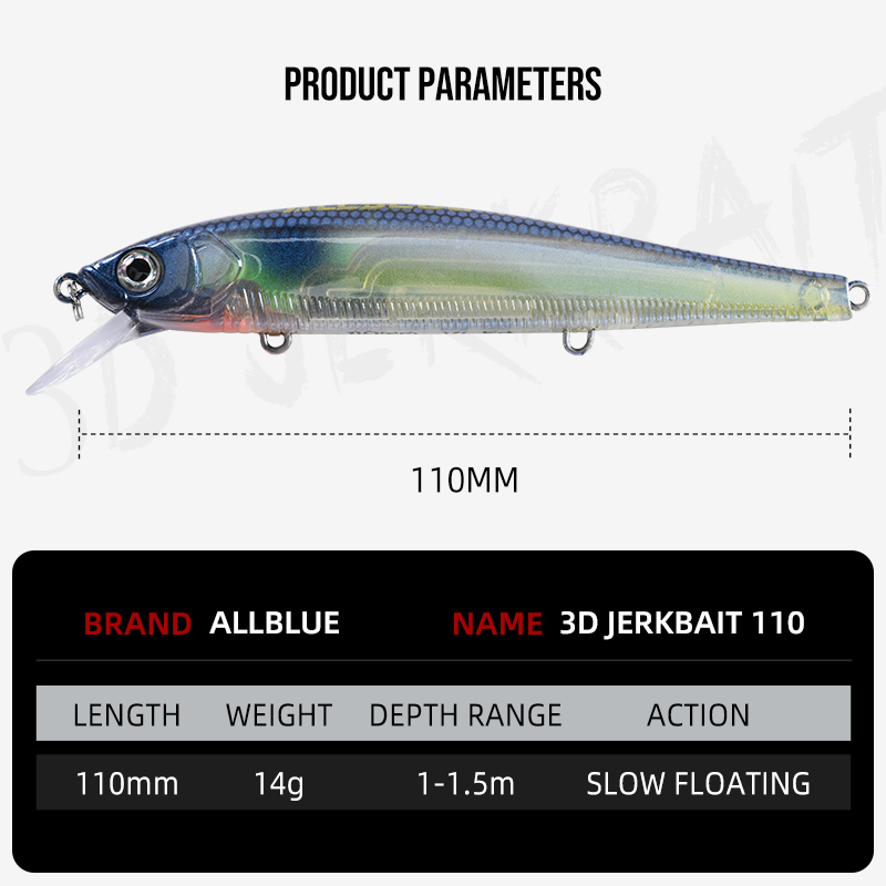 ALLBLUE 3D Jerkbait Wobbler Fi - 3D Printing Lure recension och pris