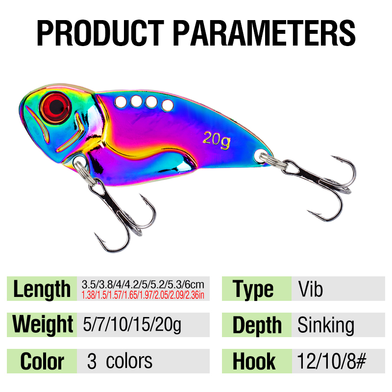 3PCS Metal Colorful VIB Lure 5 - 3D Printing Lure recension och pris
