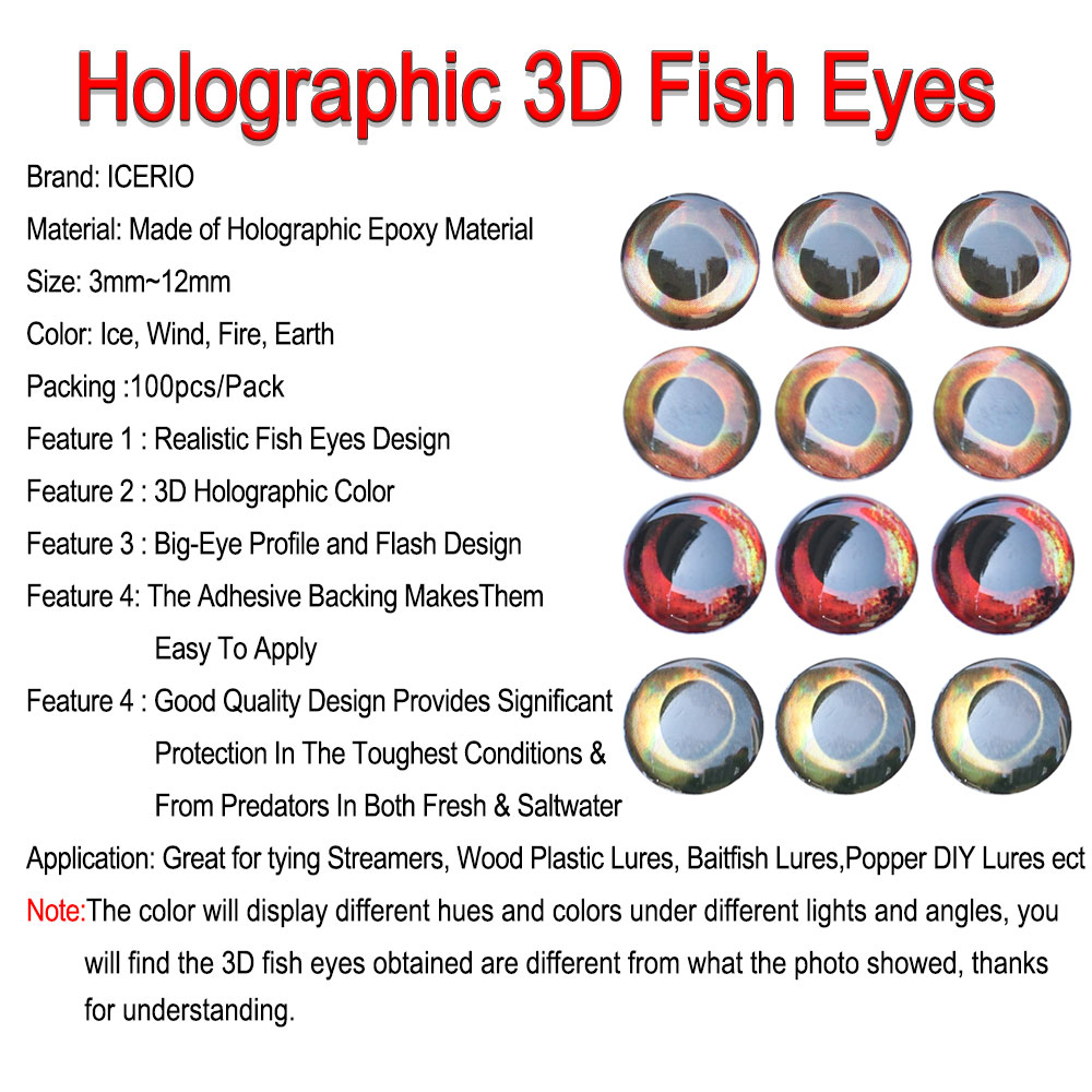 ICERIO 100PCS  Holographic 3D  - 3D Printing Lure recension och pris