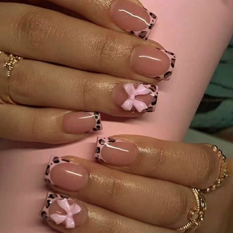 Pink Leopard Print French Tip  - 3D Printing Nails recension och pris