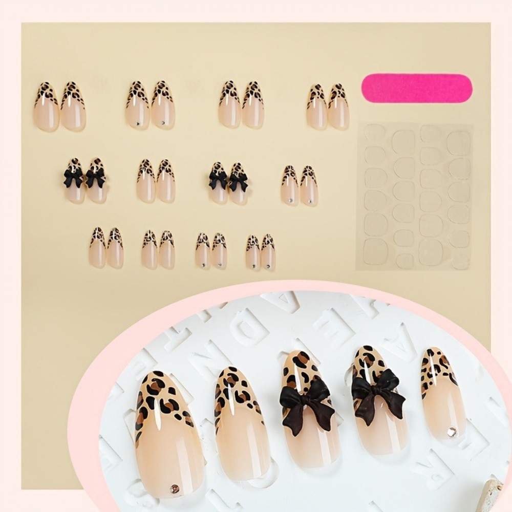 24pcs French Almond Press on N - 3D Printing Nails recension och pris